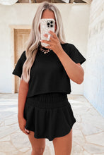 Load image into Gallery viewer, Luxury Cropped Tee and Ruffle High Waist Skort Set
