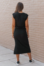 Load image into Gallery viewer, Black Drawstring Slit Midi Dress
