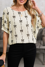 Load image into Gallery viewer, Bow Textured Puff Sleeve Top

