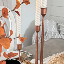 Load image into Gallery viewer, Copper Finish Cast Iron Taper Candle Holders, Set of Three

