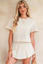 Load image into Gallery viewer, Luxury Cropped Tee and Ruffle High Waist Skort Set

