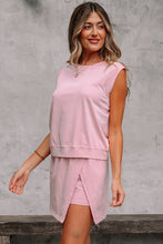 Load image into Gallery viewer, Luxury Mineral Wash Cotton Tank Top Lined Split Skirt Set
