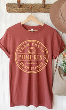 Load image into Gallery viewer, Farm Fresh Pumpkins Circle Graphic Tee
