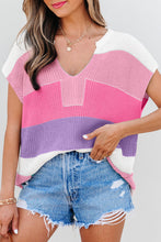 Load image into Gallery viewer, Colorblock Notched V-Neck Sweater T-Shirt

