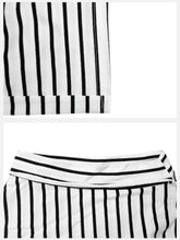 Load image into Gallery viewer, Wrapped Cutout Back Slouchy Tee Workout Set In Stripe: White / L
