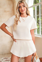 Load image into Gallery viewer, Luxury Cropped Tee and Ruffle High Waist Skort Set
