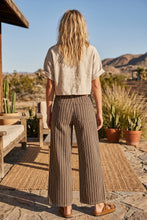 Load image into Gallery viewer, Washed Stretch Stripe Wide Leg Pants: BROWN / L
