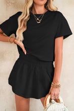 Load image into Gallery viewer, Luxury Cropped Tee and Ruffle High Waist Skort Set
