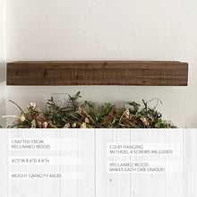 Load image into Gallery viewer, 47 Inch Reclaimed Rustic Natural Wood Mantle
